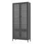 Grande armoire de rangement en métal avec 4 portes en verre et 5 tablettes, parfaite pour organiser et exposer vos objets de valeur