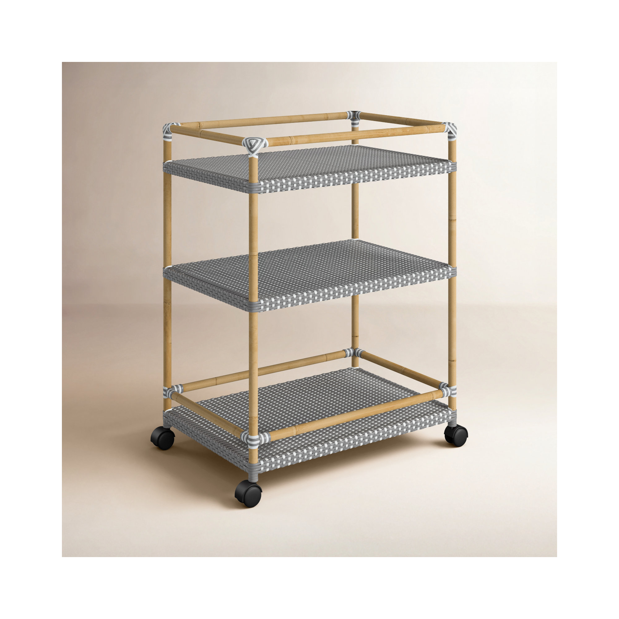 Ellie Bar Cart with Metal Outer Material, Gray/White