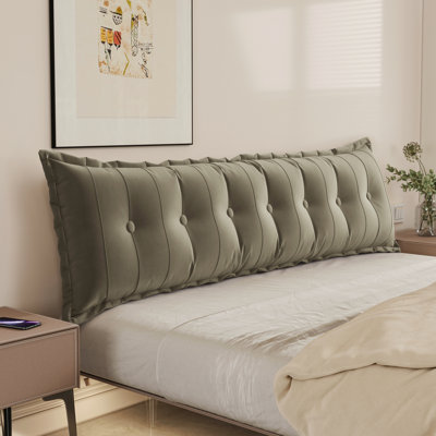 Sit-up Back Comfort 100% Cotton Velvet Button Tufted Bed Rest Headboard Decorative Back Support Pillow, Accent Side Sleeper Body Pillow Compression