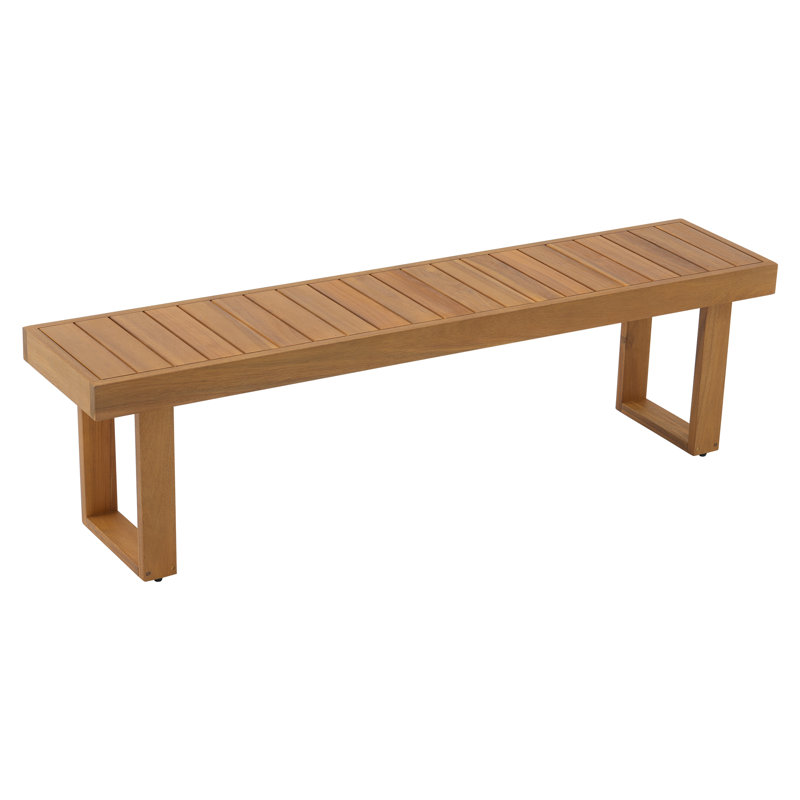 Banc d'extérieur en bois d'acacia à pieds en U, Brun