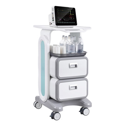 Chariot médical mobile avec 2 tiroirs et plateau supérieur - Chariot utilitaire roulant pour laboratoire, hôpital et salon