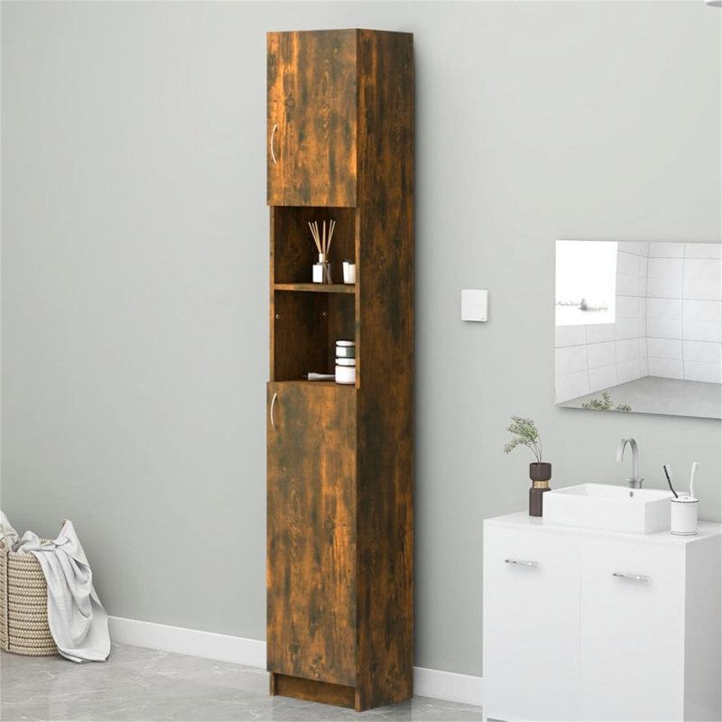 Campbellton vidaXL Bathroom Cabinet 32x25.5x190 cm Engineered Wood, Oak