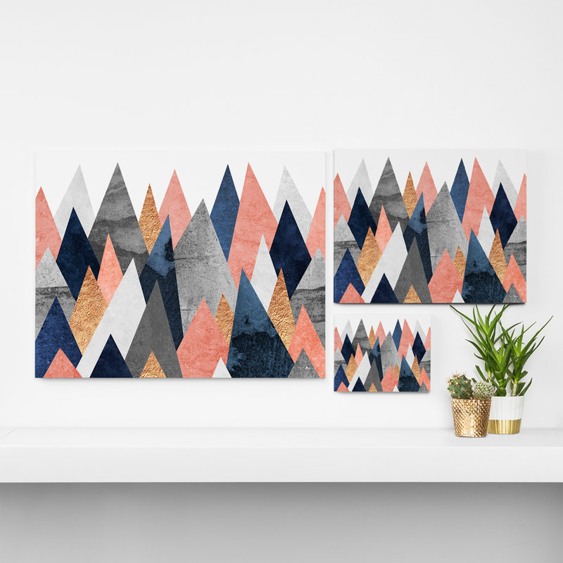 «Pink and Navy Peaks» par Elisabeth Fredriksson, reproduction d'art graphique sur toile, H 8 po x l 10 po x P 1,5 po