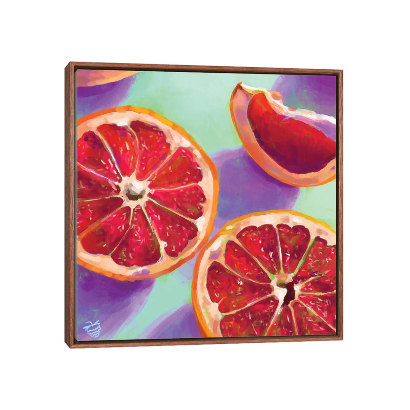 Grapefruits - Wall Art Print - Framed Canvas, Floater Framed Canvas without Mat, Brown, 37" H x 37" W