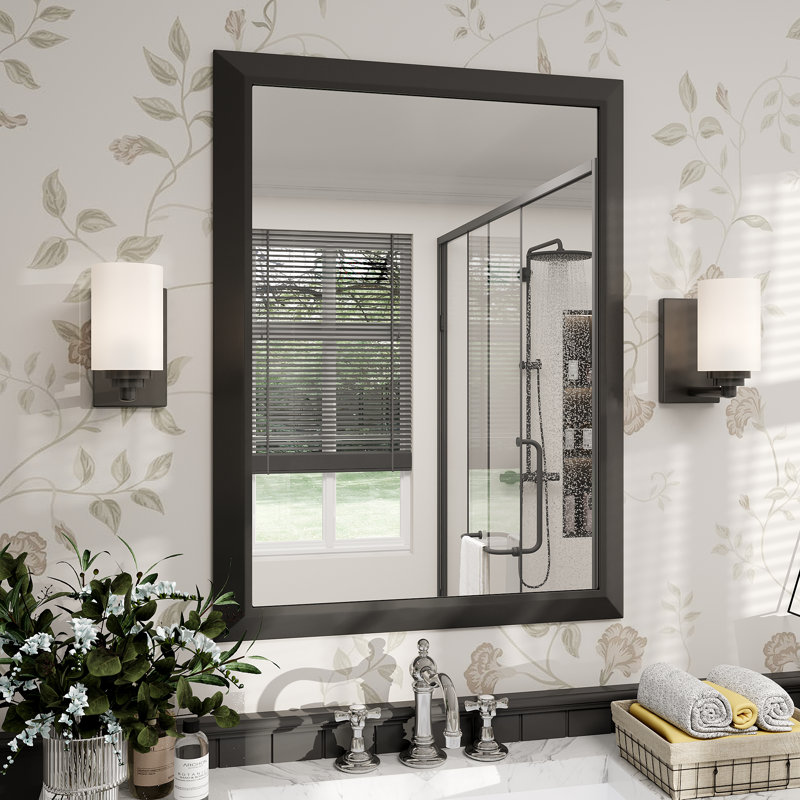 Miroir de meuble-lavabo mural Molly, 32 po x 24 po, Noir