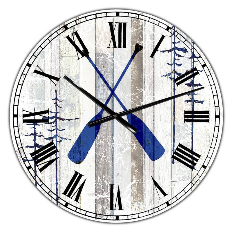 The Blue Moose - Oars - Oversized Cottage Wall Clock, Oversized