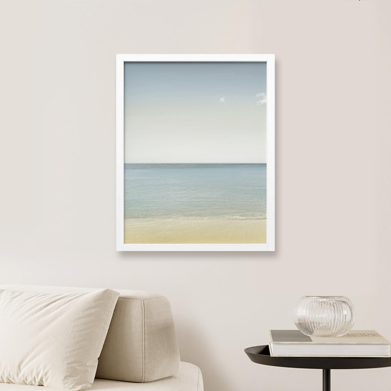 «Island Beach Pastel Washed Out Duotone Ocean» sur papier, Blanc, H 10 po x l 8 po