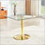 Table de salle à manger carrée en verre avec base en métal à colonne unique-2068149956