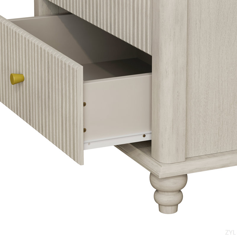 Ensemble de chambre à coucher 4 pièces avec un très grand lit, 2 tables de chevet et une commode 5 tiroirs, beige