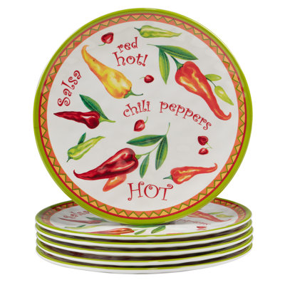 Ensemble de 6 assiettes à salade rouge certifié International