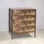 Commode de rangement à 4 tiroirs de style industriel rustique avec structure en acier robuste pour la chambre à coucher et le salon-132156979