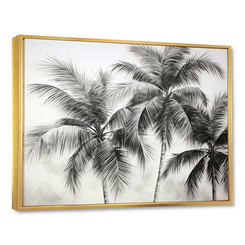 Palmier, désert, oasis II - palmiers, impression sur toile, Cadre flottant doré, H 24 po x l 32 po x P 1 po