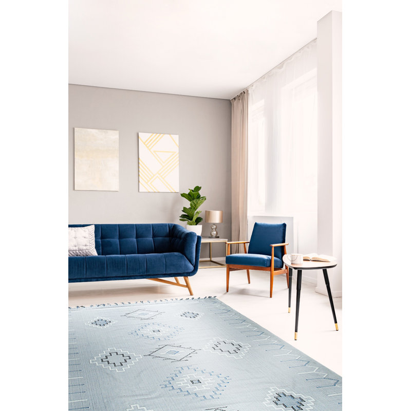 Tapis contemporain à tissage plat argenté, Rectangulaire 4 pi x 6 pi