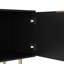 Meuble télé de 68 po de style cannelé noir, prise de courant, rangement pour téléviseur de 55 po et plus, centre de divertissement, mobilier de salon moderne avec décor-124441195