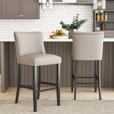 Souder Upholstered Counter Stool with Solid Wood Frame