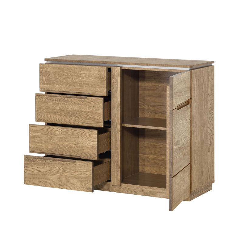 Montenegro Solid + Manufactured Oak Wood 1-Door 4-Drawer Combi Chest