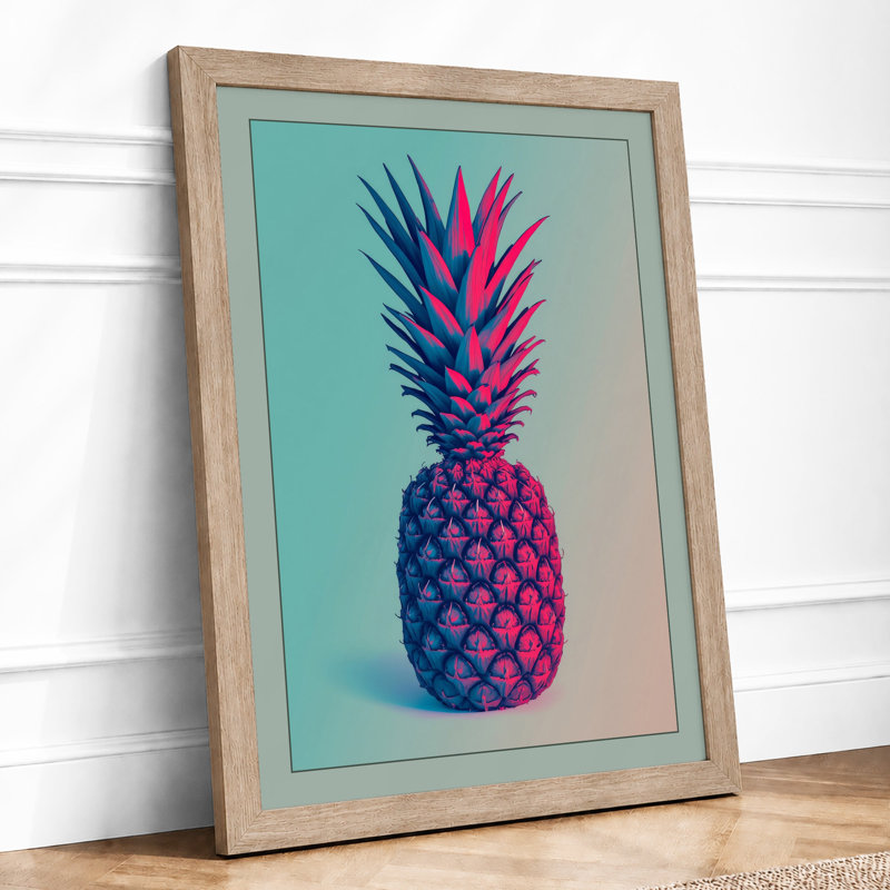 Pineapple Modern - Framed Print, A1 - 84.1 x 59.4 cm, Oak