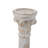 8.5x8.5x28.5" Ornate Magnesium Candle Holder with Distressed White Finish and Gold Details