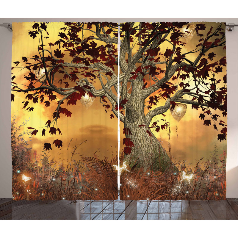 Tree Semi-Sheer Rod Pocket Curtain Panels, 54" W x 84" L