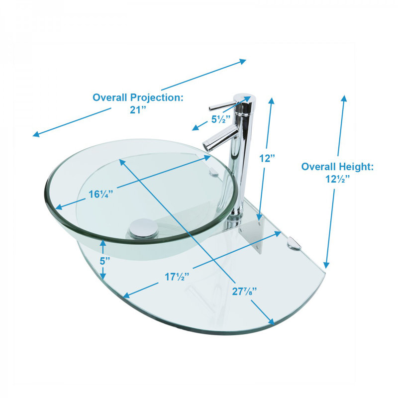 The Renovators Supply Inc. 17.5'' Clear Glass Circular Bathroom Sink with Faucet