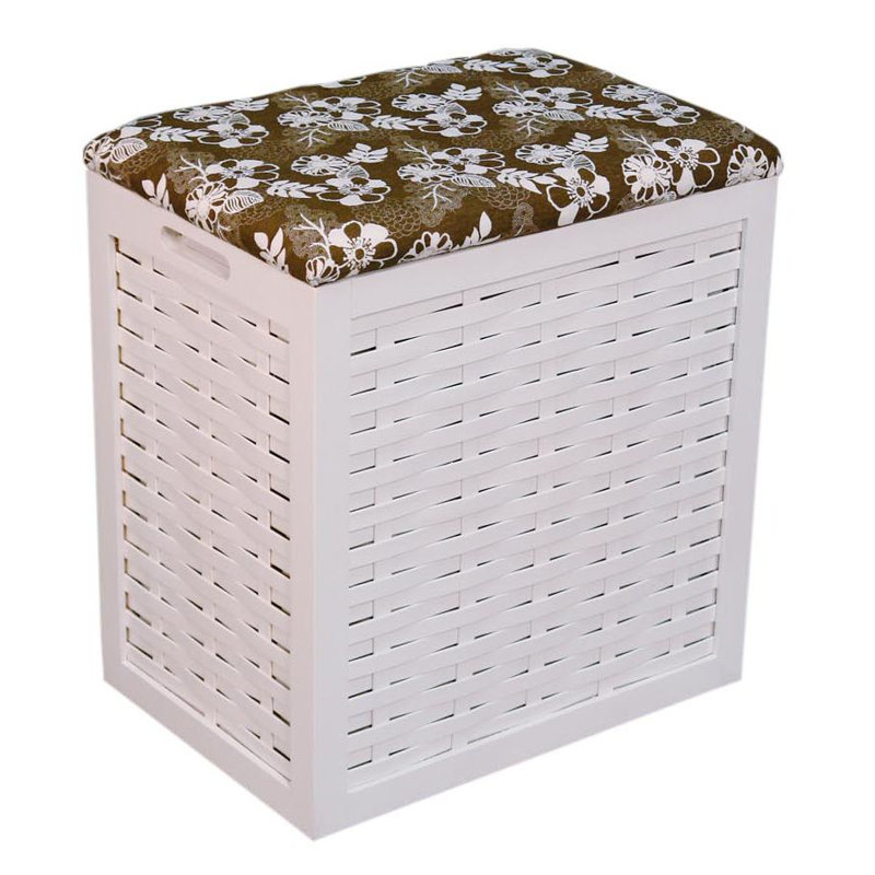 Solid Wood and Fabric Laundry Hamper