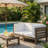 Ony Outdoor Loveseat, Detachable Acacia Wood Chairs, White Cushions