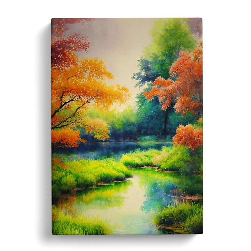 Watercolour Pond Vol.3 - Wrapped Canvas, 76cm H x 50cm W x 3cm D
