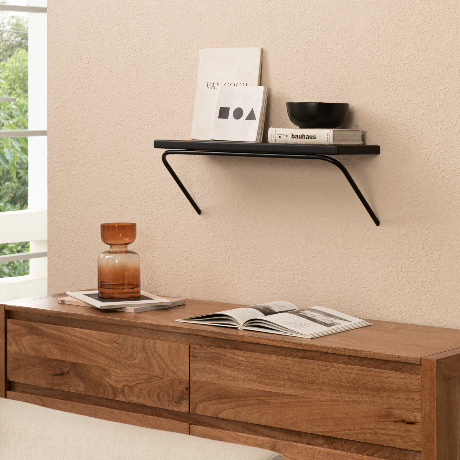 Dryden Wall Mounted Shelves, 7.5'' H X 24'' W X 8'' D, Black
