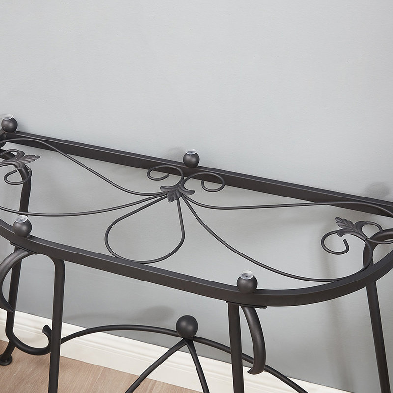 Tempered Glass Surface Console Table Coffee Table with Sturdy Construction for Living Room