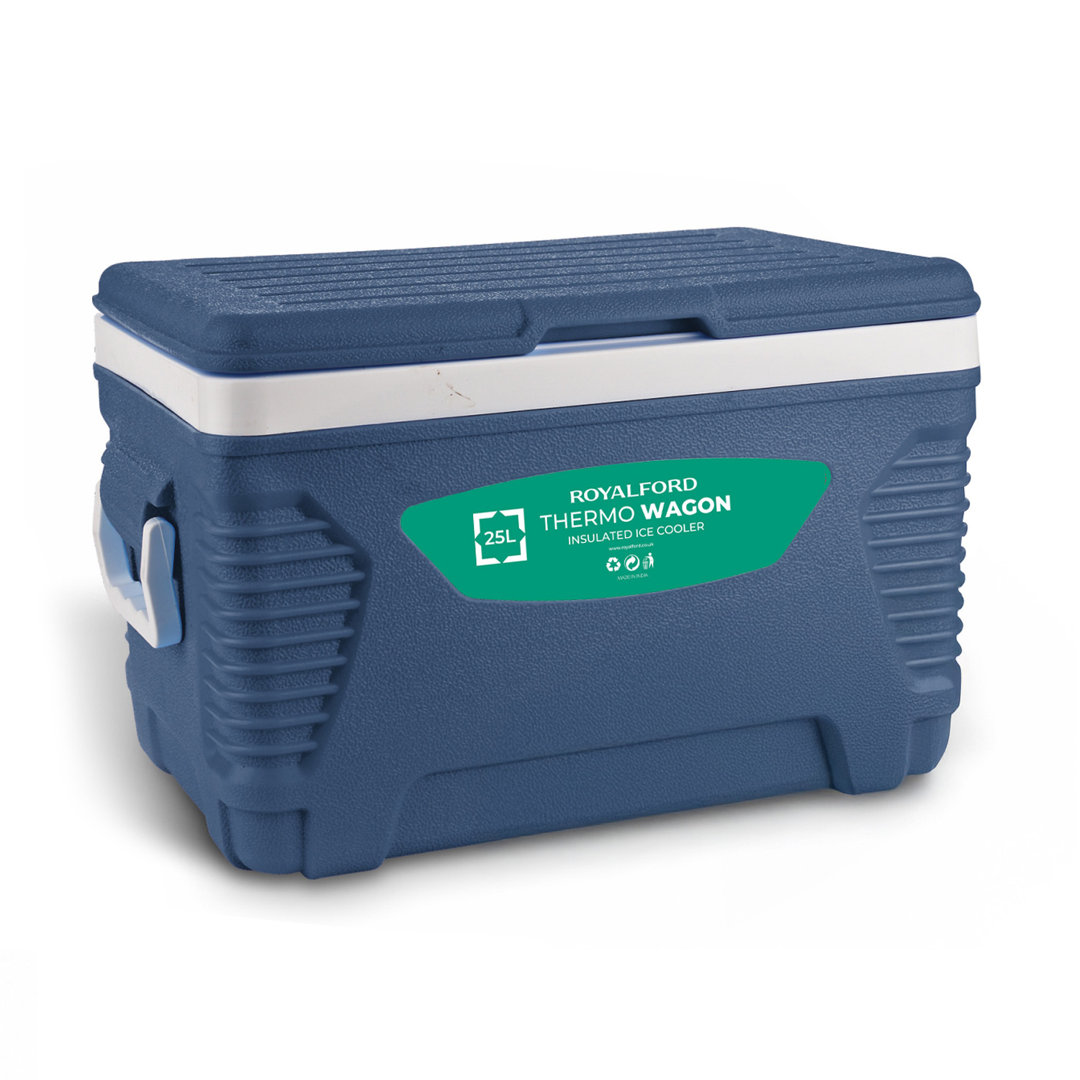ROYALFORD 25L Large Insulated Cooler Box | Portable Ice Box with Handle, Wheels | Heavy Duty Cool Box for Camping Picnic Beach Travel Food and Drinks