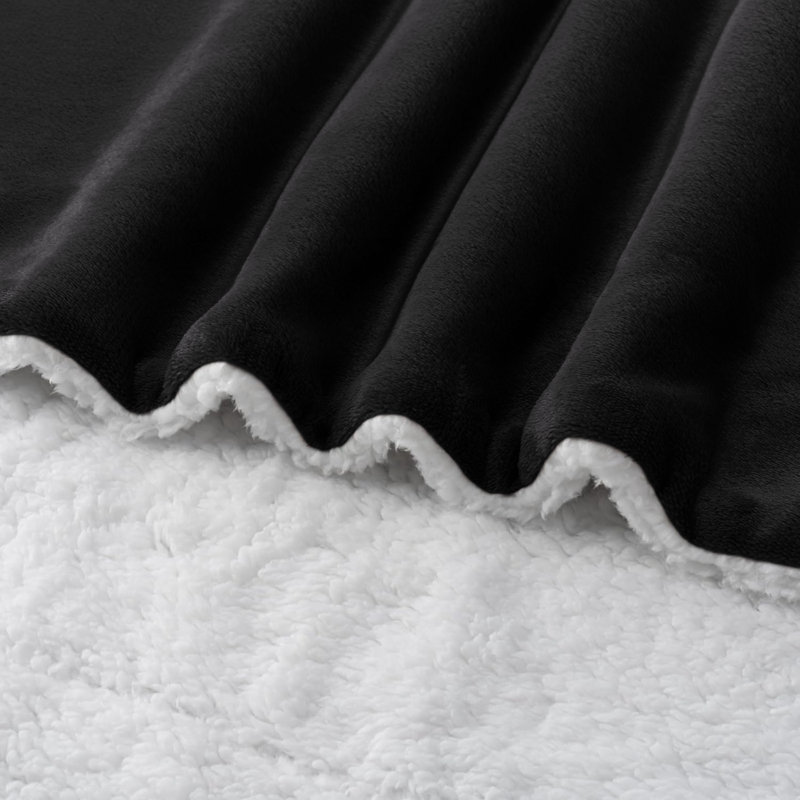 Joyan Extra Soft Sherpa Fleece Dual Sided Blanket, Double, Black