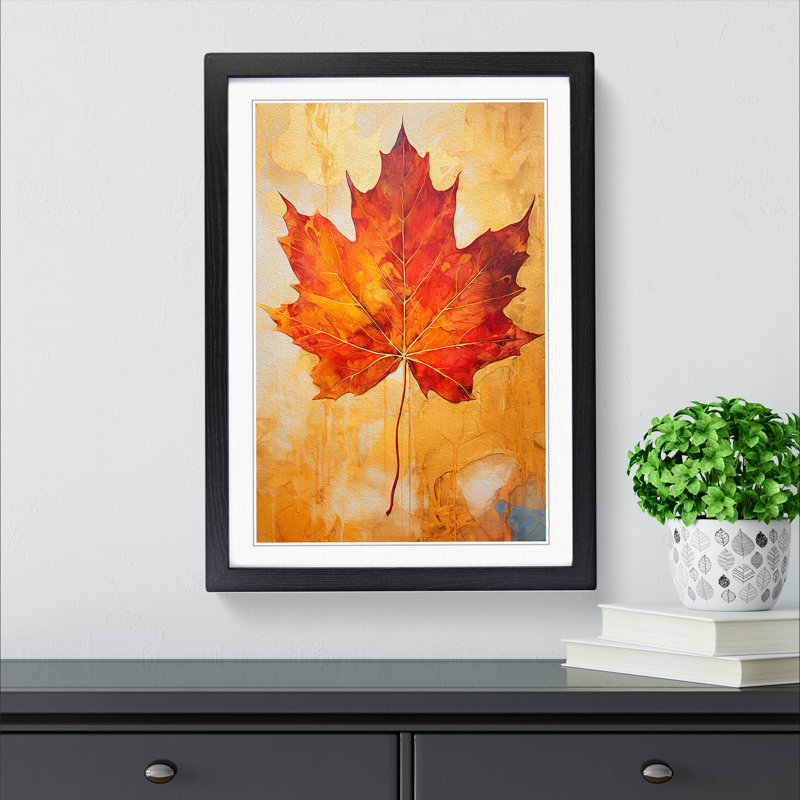 Leaf Gestural No.3 - Single Picture Frame Print on Wood, 46cm H x 34cm W x 2cm D, Black