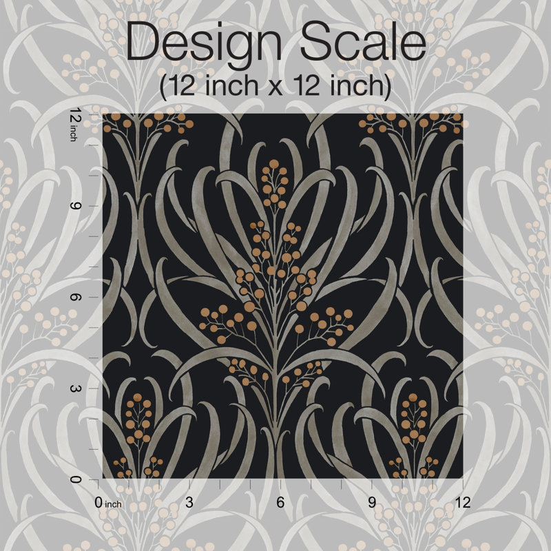 Rouleau de papier peint L 27 pi x l 27 po Calluna Arts and Crafts, Noir / or