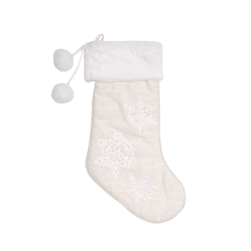 Chaussette de Noël flocon de neige blanc