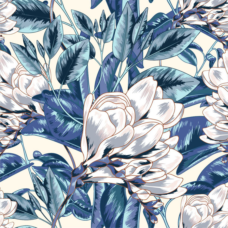 Kongsberg Peel & Stick Floral Wall Mural, 125" W x 10.42" L