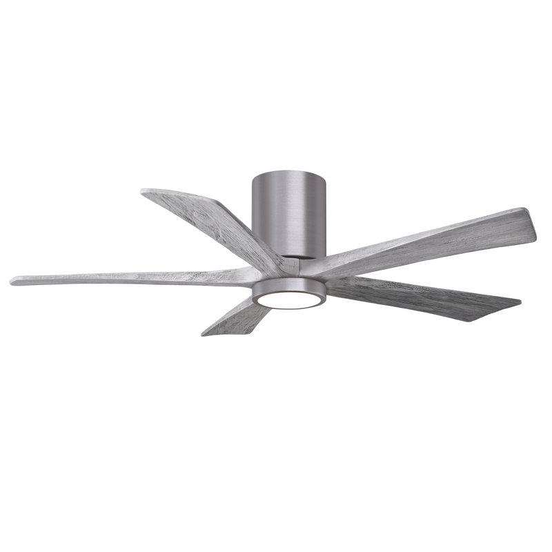 Irene Flushmount Light Kit 5 Blade LED Ceiling Fan, Brushed Pewter, Barn Wood Tone, 52"