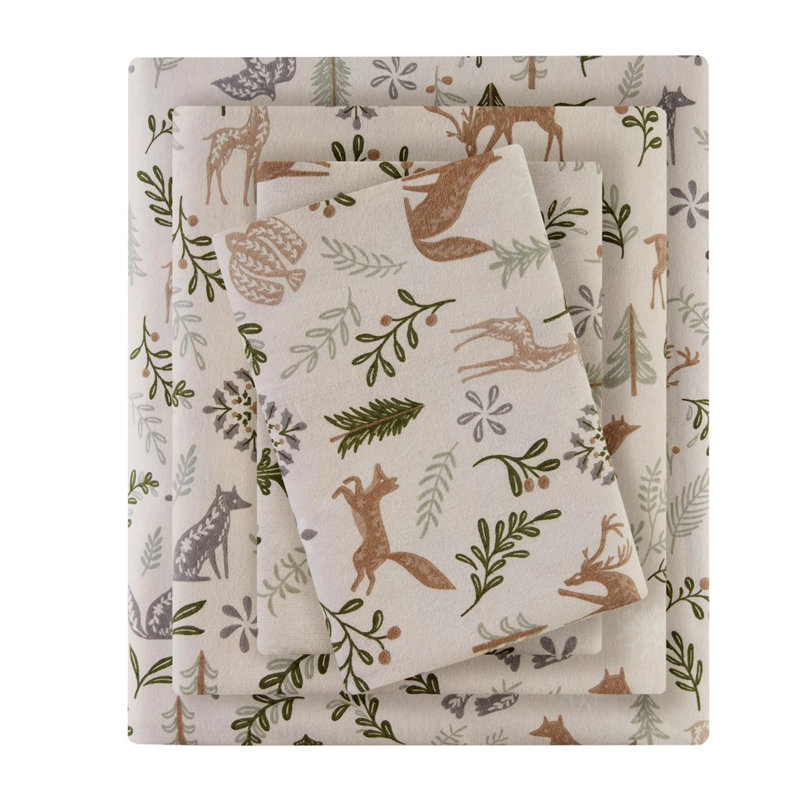 Ensemble de draps en flanelle de coton 4 pièces Gracie Mills, Ensemble literie pour lit simple