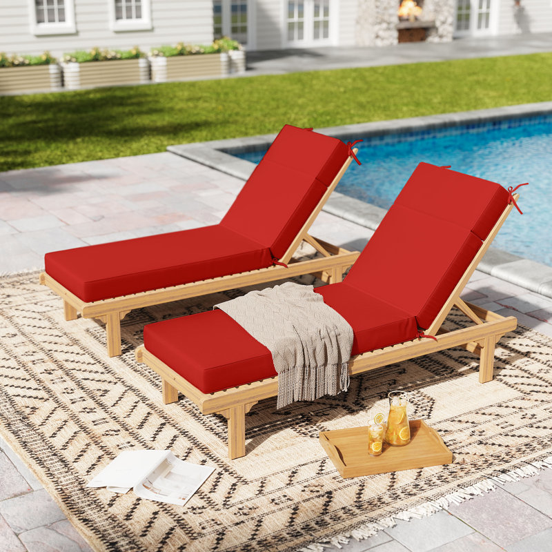 Outdoor 4'' Chaise Lounge Cushions Lounge Chair Cushions 21" W X 72" L, Red