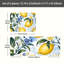 Ensemble de 2 tapis de cuisine antidérapants à motif floral citron et bleu