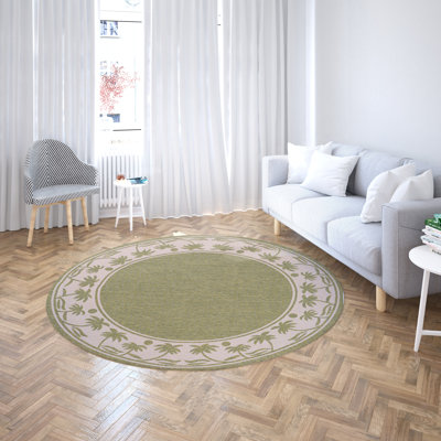 Tapis intérieur / extérieur à motif floral vert Springcreek