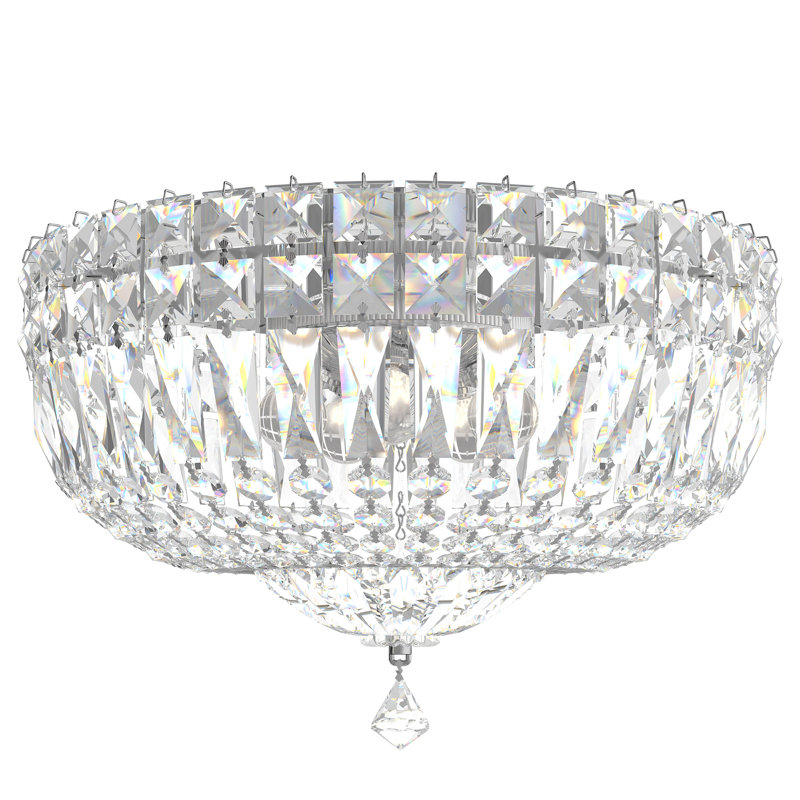 Petit Crystal Deluxe 5 Light 12in x 8in Flush Mount in Silver with Clear Radiance Crystals, Clear Optic, Silver