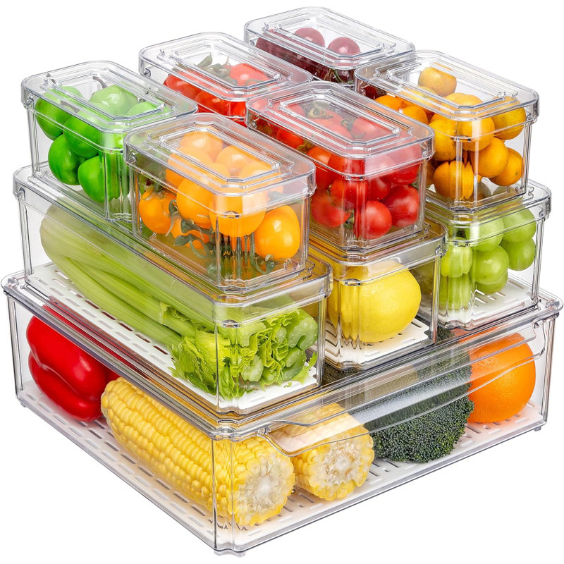 10 Pack Refrigerator Organizers And Storage, Stackable Fridge Organizer Bins With Lids, BPA-Free Produce Fruit Storage Containers For Storage Clear For Food, Drinks, Vegetable Storage