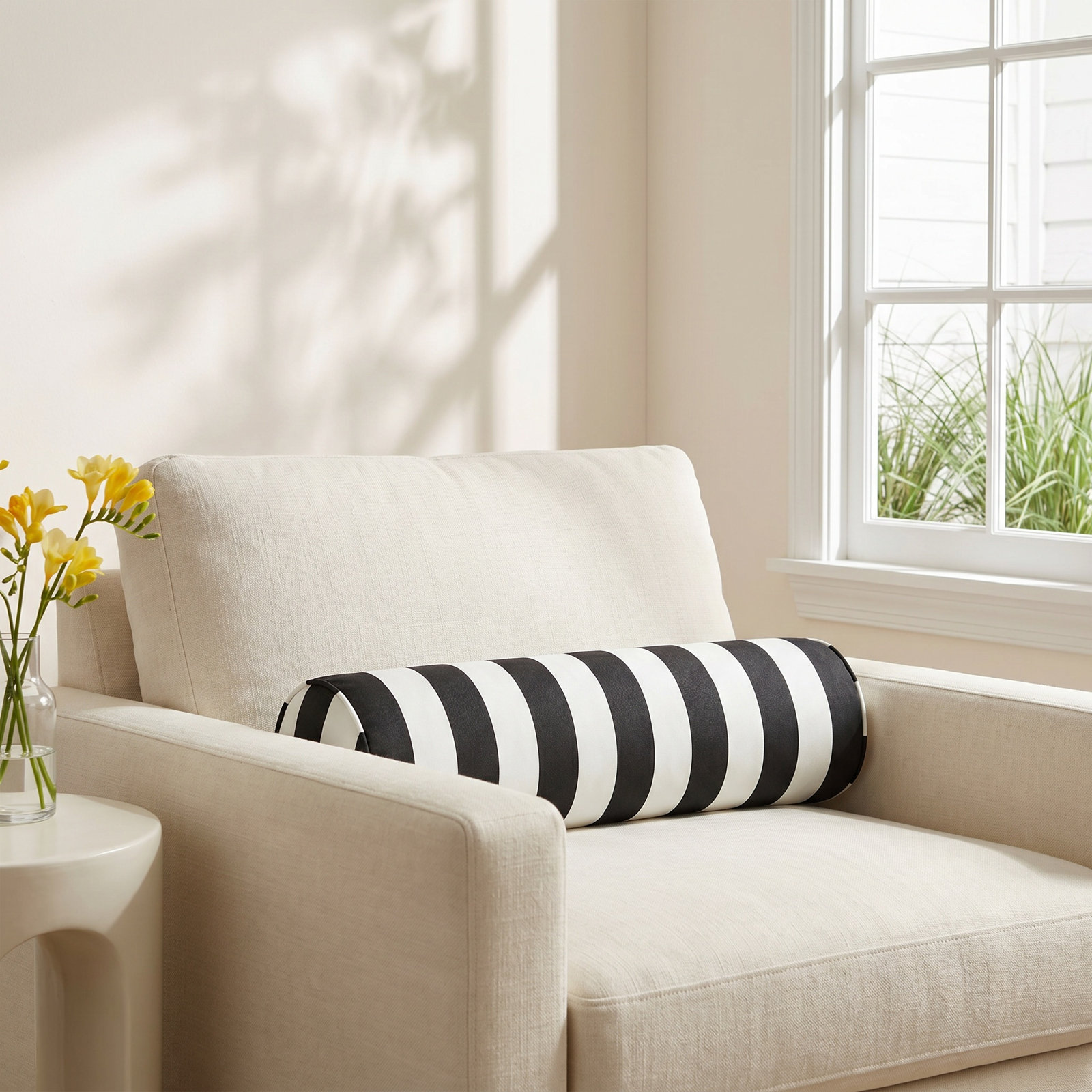 Striped Sunbrella® Indoor/Outdoor Throw Pillow, 8" x 24", Classic