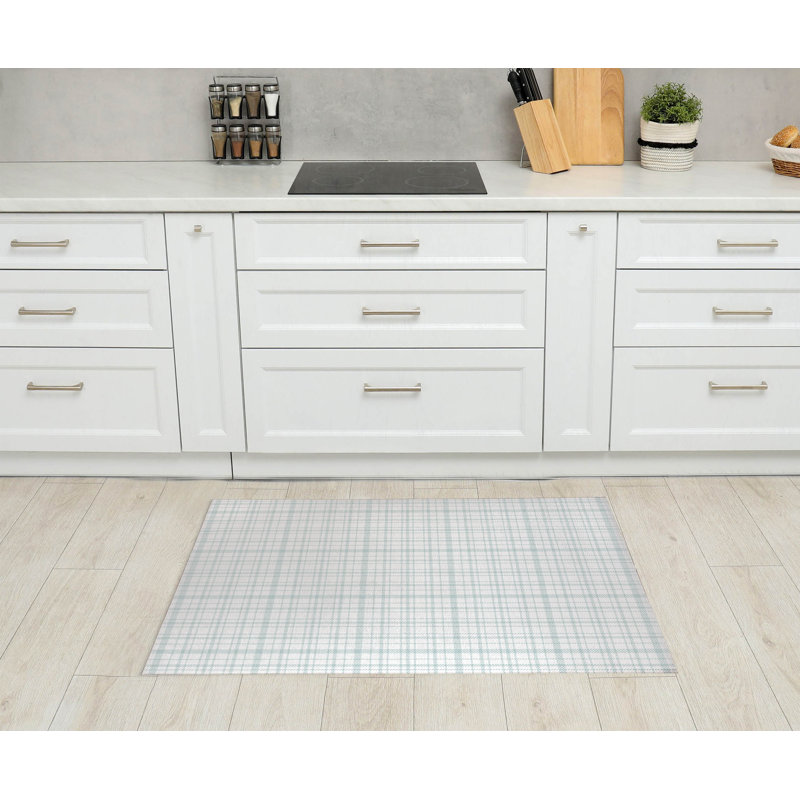 Diano Plaid Kitchen Mat, Slate, Rectangle 3' x 5'