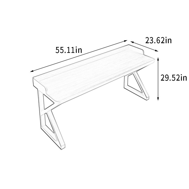 Large Solid Wood Panel Desk with Raised, 29.52" H x 55.11" W x 23.62" D