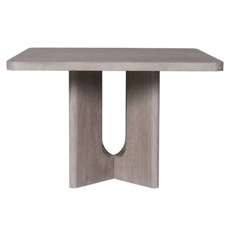 Table de salle à manger Naziah moderne en chêne blanc, 137 cm (54 po), pied central, 4 couverts