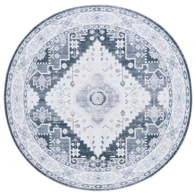 Meeghan Performance Machine Washable Oriental Rug, Round 6'