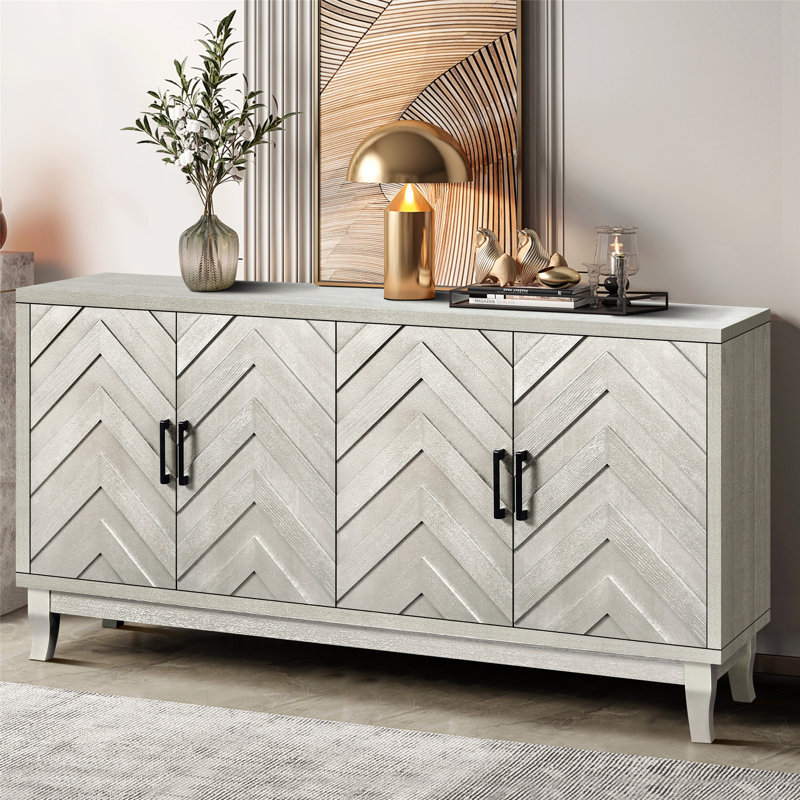 Buffet de style rétro avec design épaissi et décor laqué, idéal pour le rangement et la décoration intérieure.
