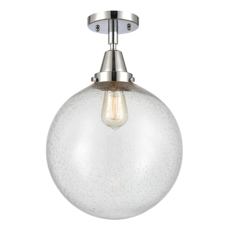 Amede Glass Flush Mount, 14.5" H x 12" W x 12" D, Seedy, Polished Chrome