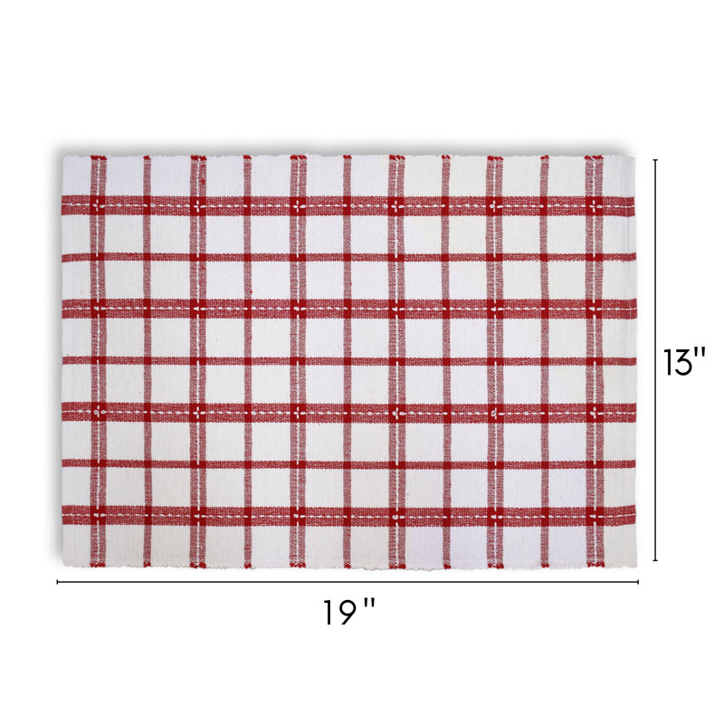 Colicia Cotton Plaid Rectangle Placemat, Red
